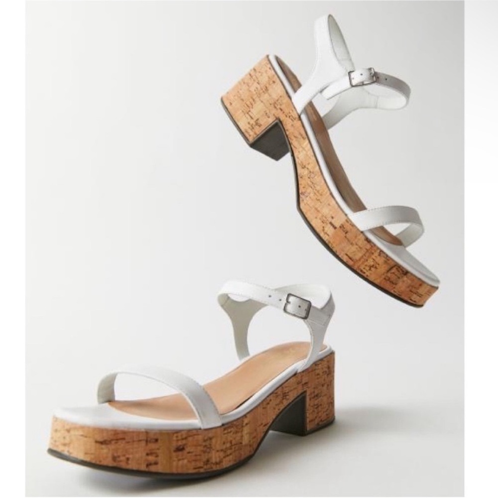 Seychelles White Leather Cork Platform Sandals NWB | Size 9
